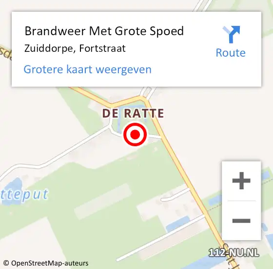 Locatie op kaart van de 112 melding: Brandweer Met Grote Spoed Naar Zuiddorpe, Fortstraat op 19 april 2016 14:21