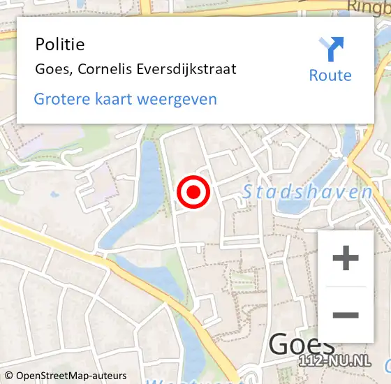 Locatie op kaart van de 112 melding: Politie Goes, Cornelis Eversdijkstraat op 19 april 2016 14:50