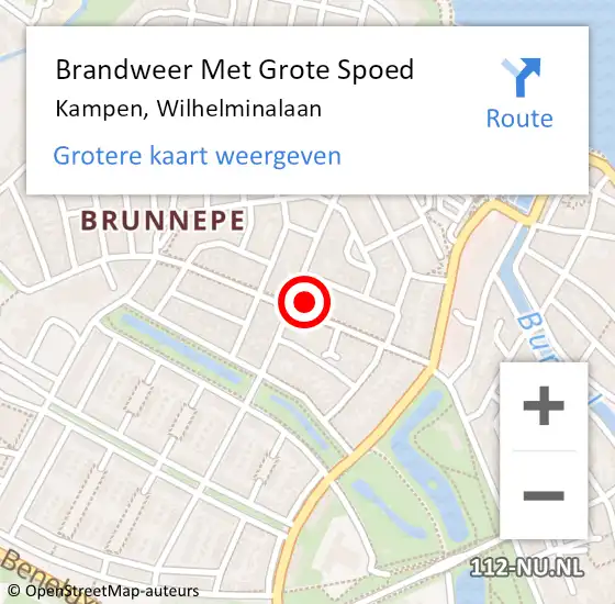 Locatie op kaart van de 112 melding: Brandweer Met Grote Spoed Naar Kampen, Wilhelminalaan op 19 april 2016 15:07