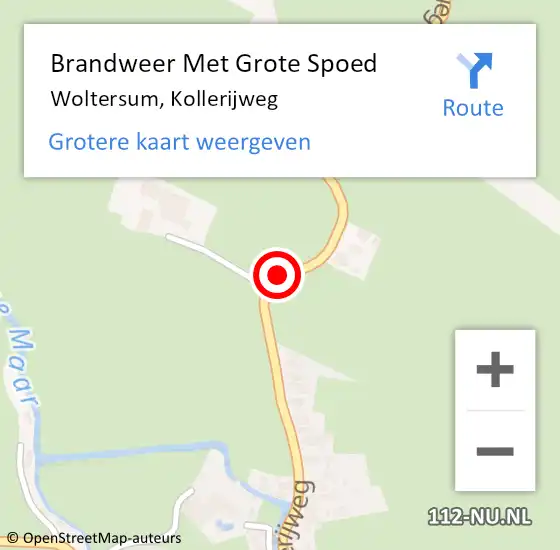 Locatie op kaart van de 112 melding: Brandweer Met Grote Spoed Naar Woltersum, Kollerijweg op 19 april 2016 15:26