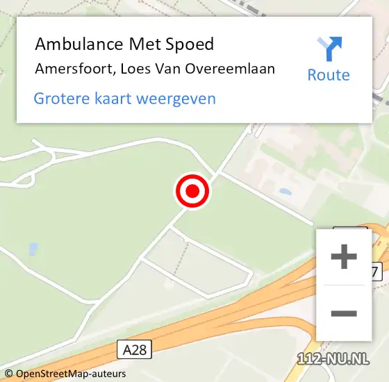 Locatie op kaart van de 112 melding: Ambulance Met Spoed Naar Amersfoort, Loes Van Overeemlaan op 19 april 2016 15:37