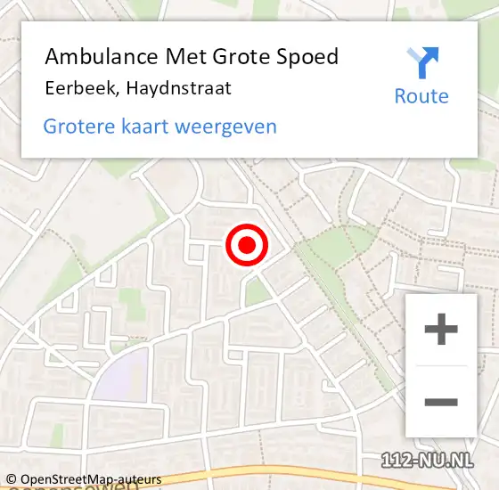 Locatie op kaart van de 112 melding: Ambulance Met Grote Spoed Naar Eerbeek, Haydnstraat op 19 april 2016 16:01