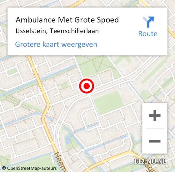 Locatie op kaart van de 112 melding: Ambulance Met Grote Spoed Naar IJsselstein, Teenschillerlaan op 19 april 2016 16:30