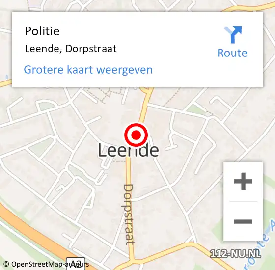 Locatie op kaart van de 112 melding: Politie Leende, Dorpstraat op 19 april 2016 16:41