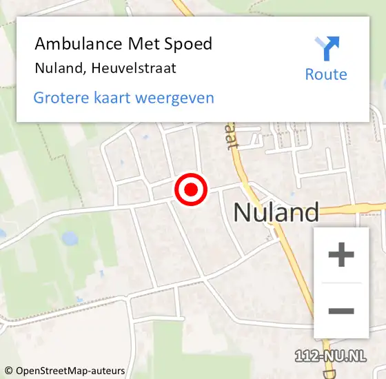 Locatie op kaart van de 112 melding: Ambulance Met Spoed Naar Nuland, Heuvelstraat op 19 april 2016 17:17