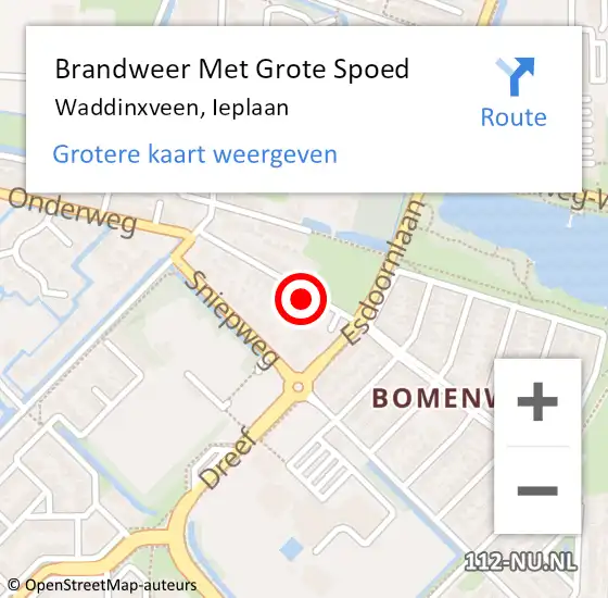 Locatie op kaart van de 112 melding: Brandweer Met Grote Spoed Naar Waddinxveen, Ieplaan op 19 april 2016 17:34