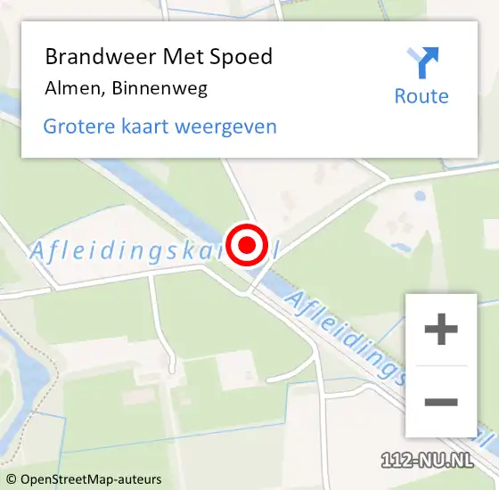 Locatie op kaart van de 112 melding: Brandweer Met Spoed Naar Almen, Binnenweg op 19 april 2016 17:34