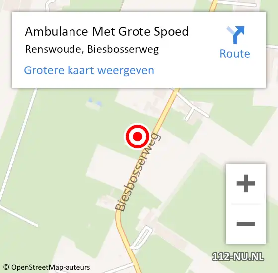 Locatie op kaart van de 112 melding: Ambulance Met Grote Spoed Naar Renswoude, Biesbosserweg op 19 april 2016 17:55