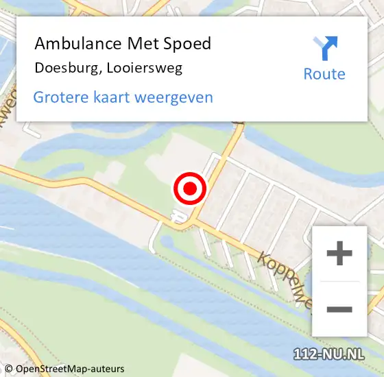 Locatie op kaart van de 112 melding: Ambulance Met Spoed Naar Doesburg, Looiersweg op 19 april 2016 18:50