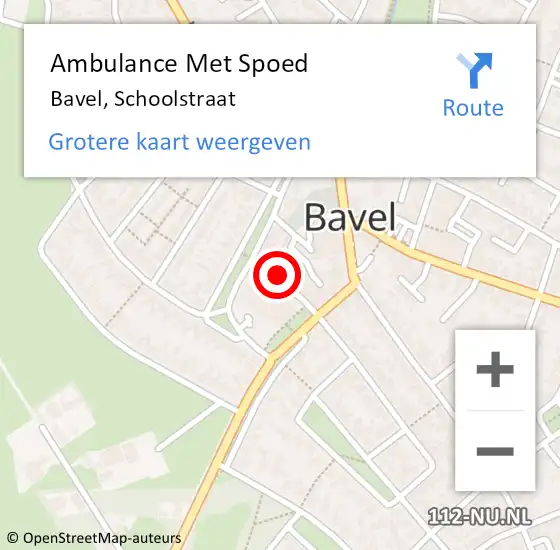 Locatie op kaart van de 112 melding: Ambulance Met Spoed Naar Bavel, Schoolstraat op 19 april 2016 20:27