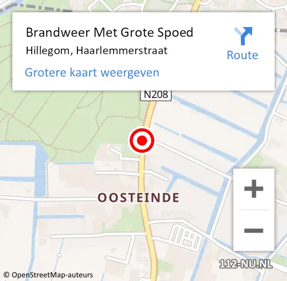 Locatie op kaart van de 112 melding: Brandweer Met Grote Spoed Naar Hillegom, Haarlemmerstraat op 19 april 2016 20:27