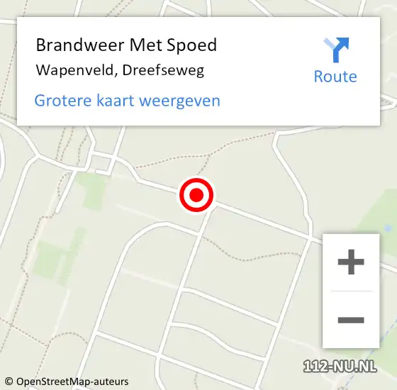 Locatie op kaart van de 112 melding: Brandweer Met Spoed Naar Wapenveld, Dreefseweg op 19 april 2016 20:28