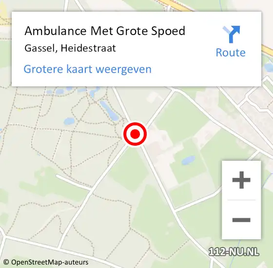 Locatie op kaart van de 112 melding: Ambulance Met Grote Spoed Naar Gassel, Heidestraat op 19 april 2016 20:35
