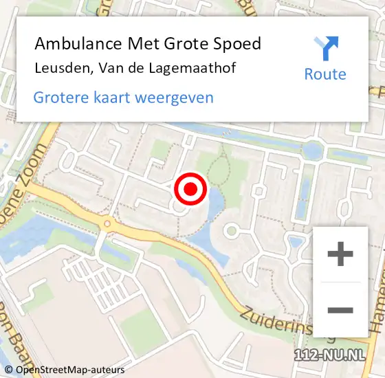 Locatie op kaart van de 112 melding: Ambulance Met Grote Spoed Naar Leusden, Van de Lagemaathof op 19 april 2016 21:00