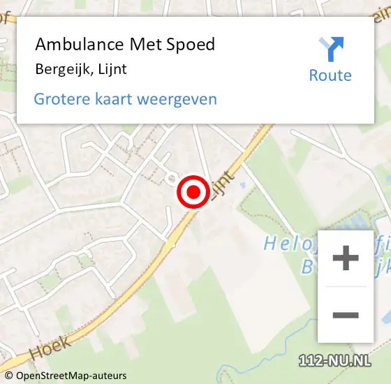 Locatie op kaart van de 112 melding: Ambulance Met Spoed Naar Bergeijk, Lijnt op 19 april 2016 21:00