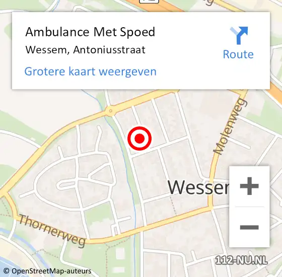 Locatie op kaart van de 112 melding: Ambulance Met Spoed Naar Wessem, Antoniusstraat op 12 december 2013 12:31