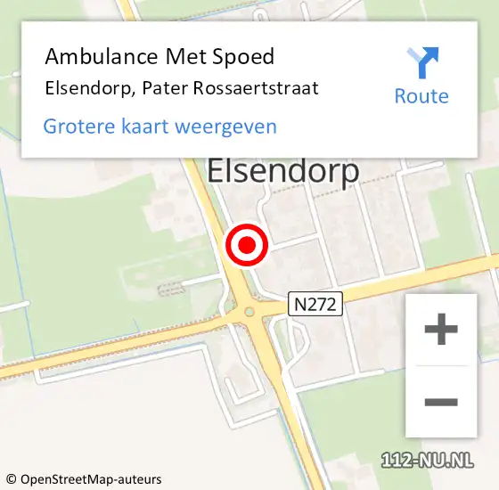 Locatie op kaart van de 112 melding: Ambulance Met Spoed Naar Elsendorp, Pater Rossaertstraat op 19 april 2016 21:51