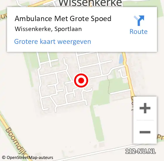 Locatie op kaart van de 112 melding: Ambulance Met Grote Spoed Naar Wissenkerke, Sportlaan op 19 april 2016 22:28