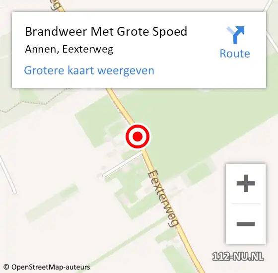 Locatie op kaart van de 112 melding: Brandweer Met Grote Spoed Naar Annen, Eexterweg op 20 april 2016 01:28