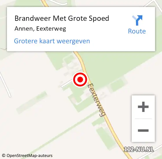 Locatie op kaart van de 112 melding: Brandweer Met Grote Spoed Naar Annen, Eexterweg op 20 april 2016 01:29