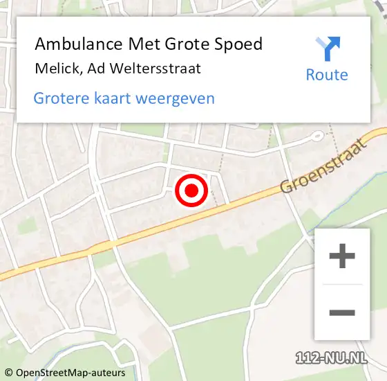 Locatie op kaart van de 112 melding: Ambulance Met Grote Spoed Naar Melick, Ad Weltersstraat op 20 april 2016 04:25