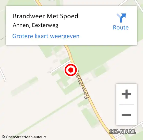 Locatie op kaart van de 112 melding: Brandweer Met Spoed Naar Annen, Eexterweg op 20 april 2016 06:27