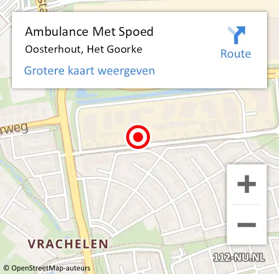 Locatie op kaart van de 112 melding: Ambulance Met Spoed Naar Oosterhout, Het Goorke op 20 april 2016 07:40