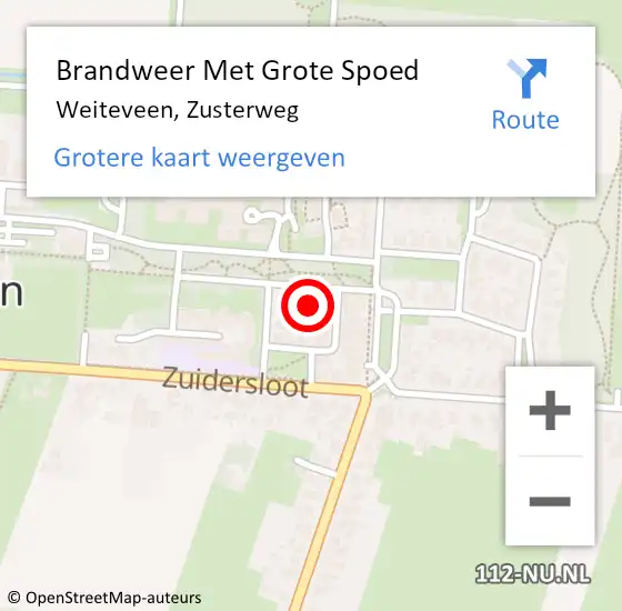 Locatie op kaart van de 112 melding: Brandweer Met Grote Spoed Naar Weiteveen, Zusterweg op 20 april 2016 09:00