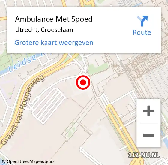 Locatie op kaart van de 112 melding: Ambulance Met Spoed Naar Utrecht, Croeselaan op 20 april 2016 10:25