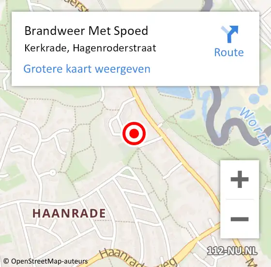 Locatie op kaart van de 112 melding: Brandweer Met Spoed Naar Kerkrade, Hagenroderstraat op 20 april 2016 10:31