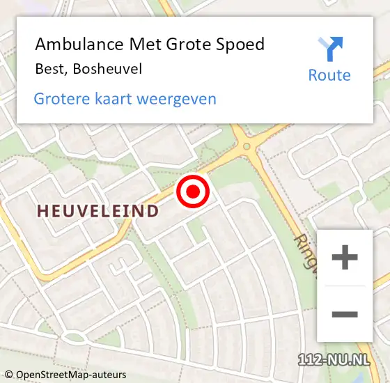 Locatie op kaart van de 112 melding: Ambulance Met Grote Spoed Naar Best, Bosheuvel op 20 april 2016 10:56