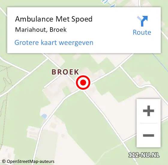 Locatie op kaart van de 112 melding: Ambulance Met Spoed Naar Mariahout, Broek op 20 april 2016 10:59