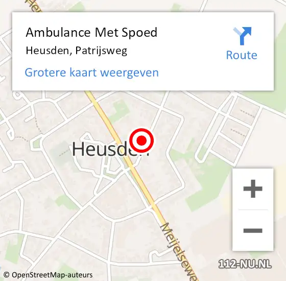 Locatie op kaart van de 112 melding: Ambulance Met Spoed Naar Heusden, Patrijsweg op 20 april 2016 11:50