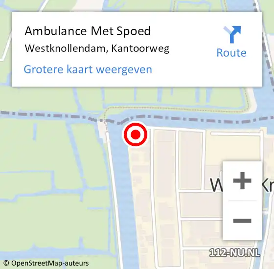 Locatie op kaart van de 112 melding: Ambulance Met Spoed Naar Westknollendam, Kantoorweg op 20 april 2016 12:11