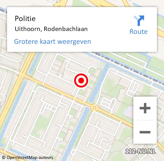 Locatie op kaart van de 112 melding: Politie Uithoorn, Rodenbachlaan op 20 april 2016 12:19