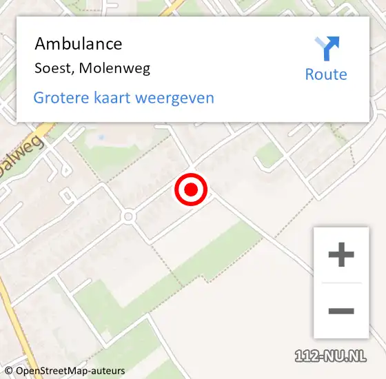 Locatie op kaart van de 112 melding: Ambulance Soest, Molenweg op 20 april 2016 12:39