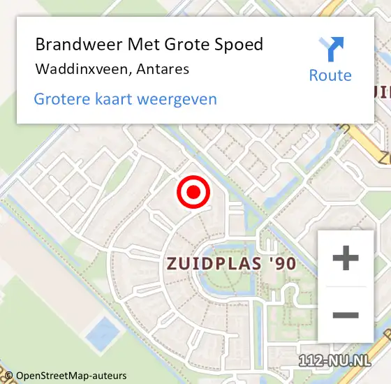 Locatie op kaart van de 112 melding: Brandweer Met Grote Spoed Naar Waddinxveen, Antares op 20 april 2016 12:53