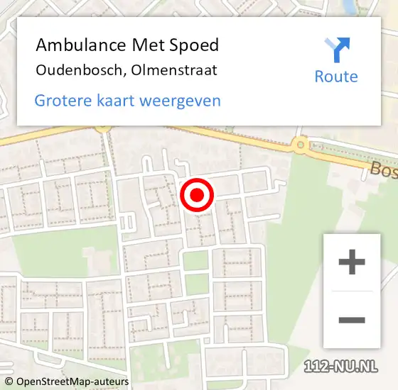 Locatie op kaart van de 112 melding: Ambulance Met Spoed Naar Oudenbosch, Olmenstraat op 20 april 2016 13:05