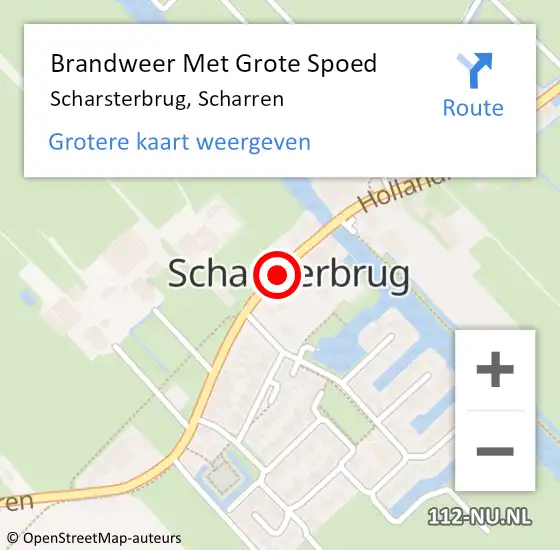 Locatie op kaart van de 112 melding: Brandweer Met Grote Spoed Naar Scharsterbrug, Scharren op 15 september 2013 21:15