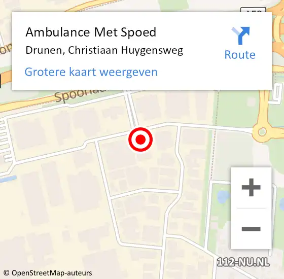 Locatie op kaart van de 112 melding: Ambulance Met Spoed Naar Drunen, Christiaan Huygensweg op 20 april 2016 14:09