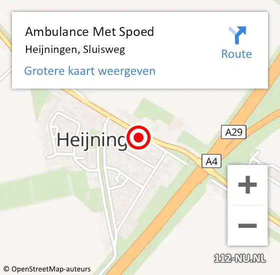 Locatie op kaart van de 112 melding: Ambulance Met Spoed Naar Heijningen, Sluisweg op 20 april 2016 14:16