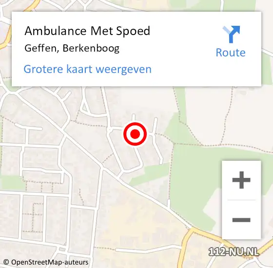 Locatie op kaart van de 112 melding: Ambulance Met Spoed Naar Geffen, Berkenboog op 20 april 2016 14:32