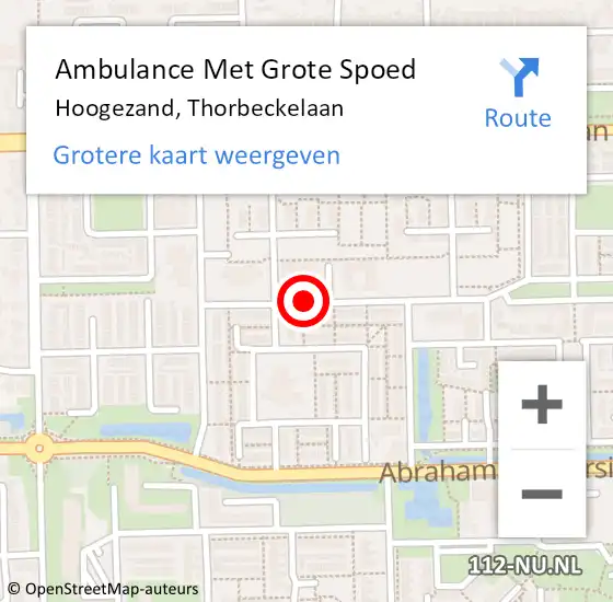 Locatie op kaart van de 112 melding: Ambulance Met Grote Spoed Naar Hoogezand, Thorbeckelaan op 20 april 2016 15:01