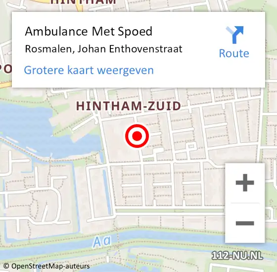 Locatie op kaart van de 112 melding: Ambulance Met Spoed Naar Rosmalen, Johan Enthovenstraat op 20 april 2016 16:06