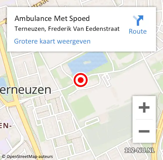 Locatie op kaart van de 112 melding: Ambulance Met Spoed Naar Terneuzen, Frederik Van Eedenstraat op 20 april 2016 16:07