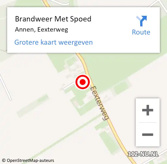 Locatie op kaart van de 112 melding: Brandweer Met Spoed Naar Annen, Eexterweg op 20 april 2016 16:15