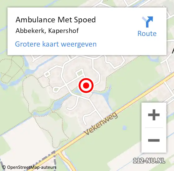 Locatie op kaart van de 112 melding: Ambulance Met Spoed Naar Abbekerk, Kapershof op 12 december 2013 13:38