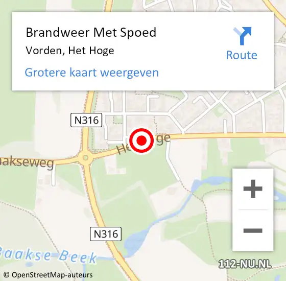 Locatie op kaart van de 112 melding: Brandweer Met Spoed Naar Vorden, Het Hoge op 20 april 2016 16:18