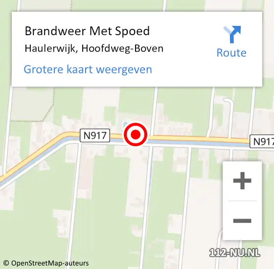 Locatie op kaart van de 112 melding: Brandweer Met Spoed Naar Haulerwijk, Hoofdweg-Boven op 20 april 2016 17:05