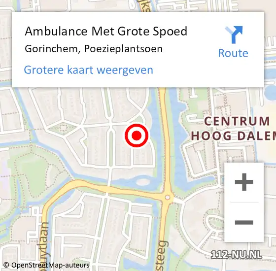 Locatie op kaart van de 112 melding: Ambulance Met Grote Spoed Naar Gorinchem, Poezieplantsoen op 20 april 2016 17:52